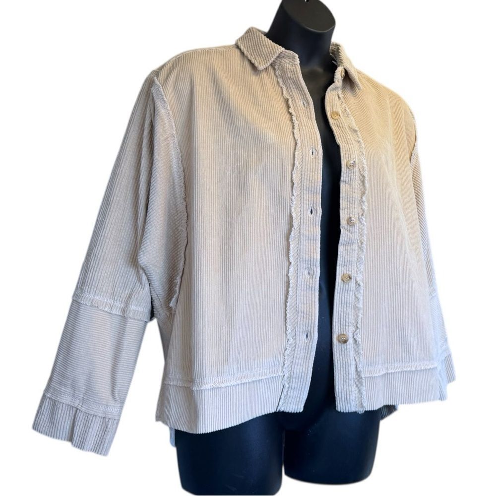 Oversized Corduroy Cream White Shacket Layering Jacket Size Large NWT - AEMI+CO - Picture 14 of 14